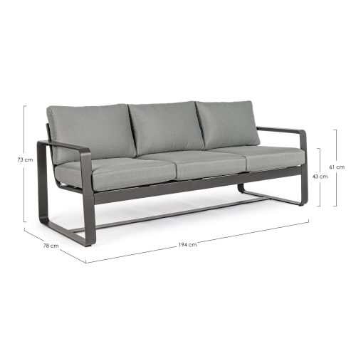 BIZZOTTO sofa 3-osobowa ogrodowa          MERRIGAN szara