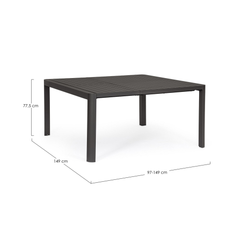 BIZZOTTO stół ogrodowy KIPLIN 149 czarny  / rozkładany