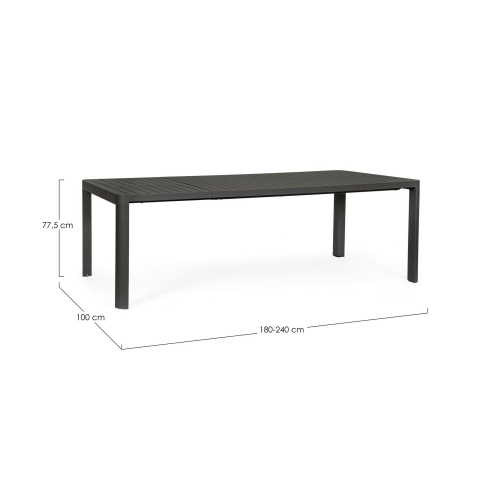 BIZZOTTO stół ogrodowy KIPLIN 180-240     czarny / rozkładany