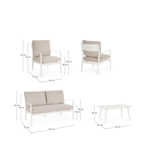 BIZZOTTO zestaw ogrodowy NEBULA biały /   beżowy