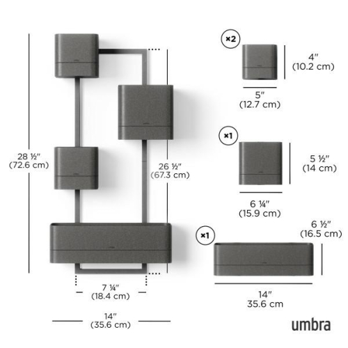 UMBRA zestaw doniczek CUBIKO czarny