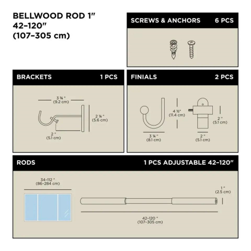 UMBRA karnisz BELLWOOD 107 - 305 cm       czarny