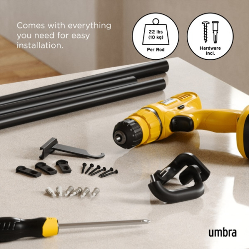 UMBRA karnisz TWILIGHT 168 - 365 cm       czarny mat