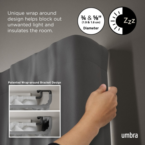 UMBRA karnisz TWILIGHT DOUBLE 76 - 213    cm czarny mat