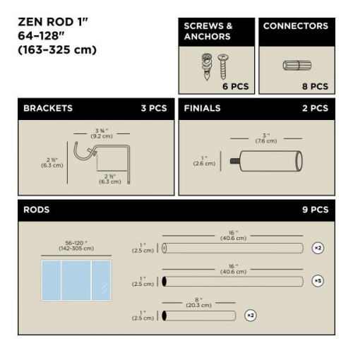 UMBRA karnisz ZEN 163 - 325 cm srebrny