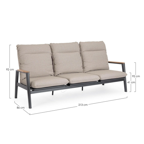 BIZZOTTO sofa 3-osobowa ogrodowa MIGUEL   beżowa