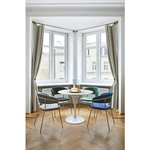 Stół TULIP MARBLE 90 CARRARA biały - blat okrągły marmurowy, metal