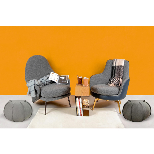 Fotel LOBBY TEDDY szary - stal nierdzewna, czarny opal