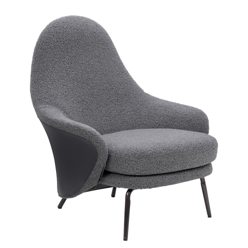 Fotel LOBBY TEDDY szary - stal nierdzewna, czarny opal