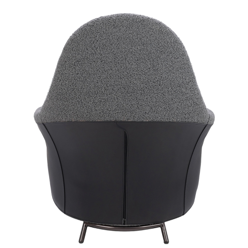 Fotel LOBBY TEDDY szary - stal nierdzewna, czarny opal