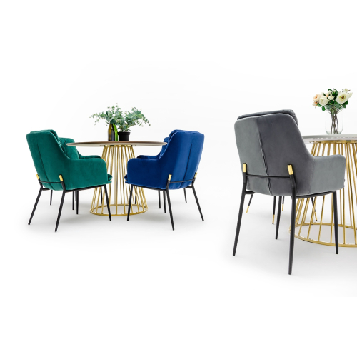 Stół GLAM MARBLE 110 - MDF, złota podstawa