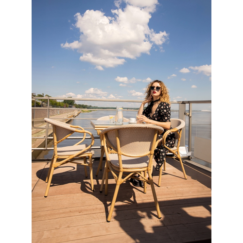 Krzesło ogrodowe CAFE BISTRO PARIS ARM    beżowe rattan