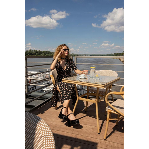 Krzesło ogrodowe CAFE BISTRO PARIS ARM    beżowe rattan