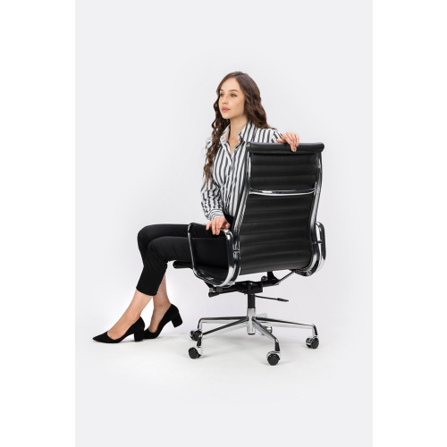 Fotel biurowy AERON PRESTIGE PLUS czarny - skóra naturalna, aluminium