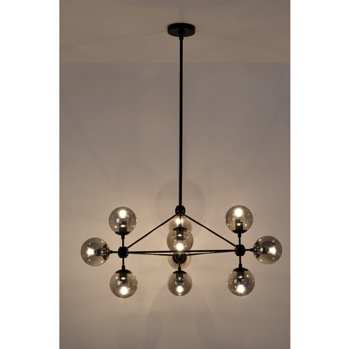 Lampa wisząca PLANETARIO 10 czarna - klosze dymione