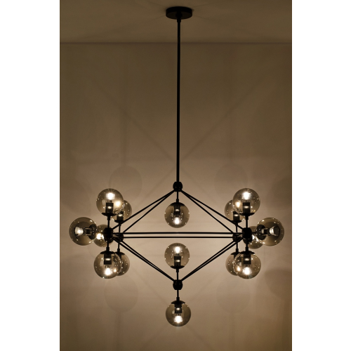 Lampa wisząca PLANETARIO 15 czarna - klosze dymione