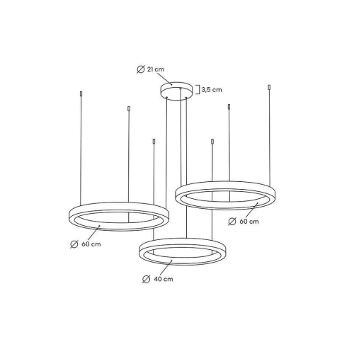 MOOSEE lampa wisząca RING 40 + 60 + 60    złota na jednej podsufitce
