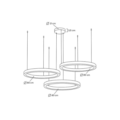 MOOSEE lampa wisząca RING 80 + 80 + 80    złota na jednej podsufitce