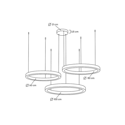MOOSEE lampa wisząca RING 60 + 80 + 100   złota na jednej podsufitce