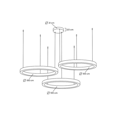 MOOSEE lampa wisząca RING 100 + 100 +     100 złota na jednej podsufitce