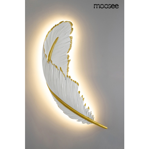 MOOSEE lampa ścienna PIÓRKO  biała / złota