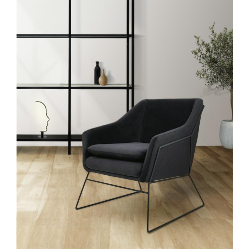 Fotel EMMA VELVET czarny welur - podstawa czarna