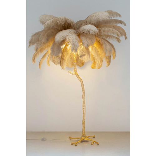 MOOSEE lampa podłogowa TIFFANY 175        beżowa mosiądz / naturalne pióra