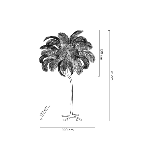MOOSEE lampa podłogowa TIFFANY 175        beżowa mosiądz / naturalne pióra