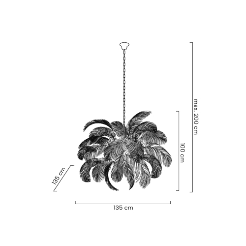 MOOSEE lampa wisząca TIFFANY 135 biała    mosiądz / naturalne pióra