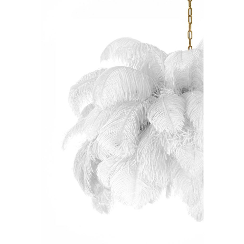 MOOSEE lampa wisząca TIFFANY 135 biała    mosiądz / naturalne pióra