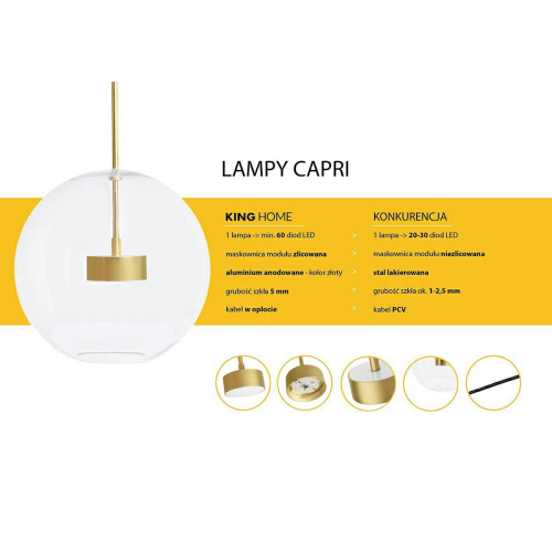 MOOSEE lampa wisząca CAPRI DISC 3 złota   - 180 LED, aluminium, szkło