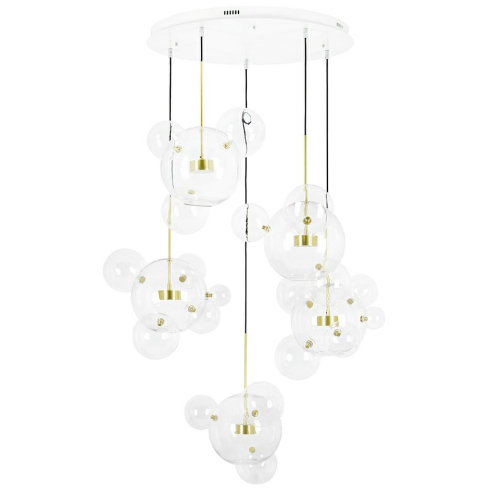 MOOSEE Lampa wisząca CAPRI DISC 5 złota   - 300 LED, aluminium, szkło