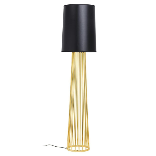 Lampa podłogowa HOLMES STRAIGHT złota z czarnym kloszem -  metal