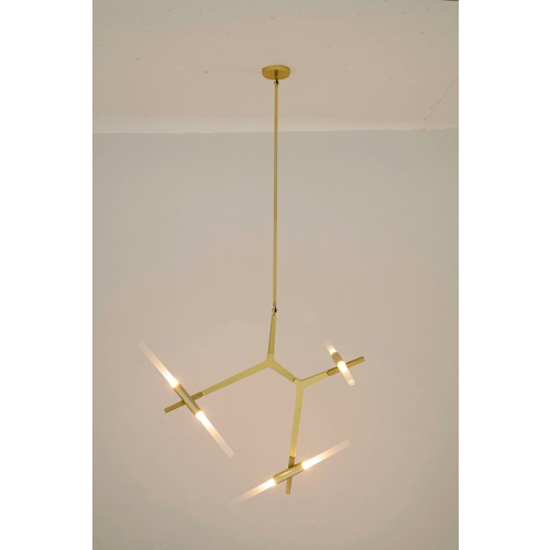 Lampa wisząca CANDELABR 6 złota - aluminium, szkło