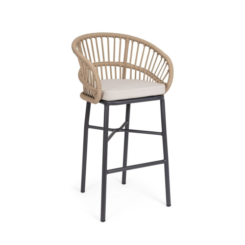 BIZZOTTO krzesło barowe ogrodowe          ODIVELAS beżowe