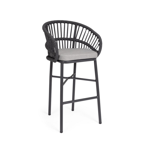 BIZZOTTO krzesło barowe ogrodowe          ODIVELAS czarne