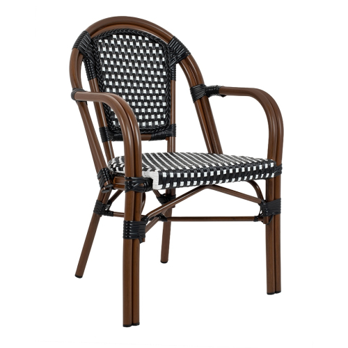 Krzesło ogrodowe CAFE PARIS ARM brązowe   rattan