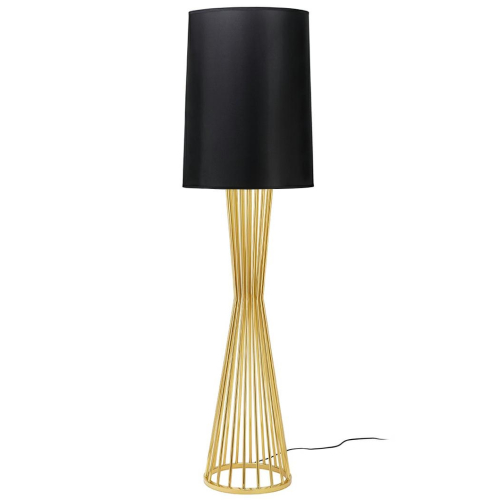 Lampa podłogowa HOLMES złota z czarnym kloszem -  metal