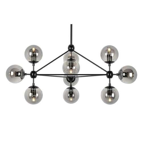 Lampa wisząca PLANETARIO 10 czarna - klosze dymione