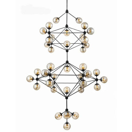 Lampa wisząca PLANETARIO 41 czarna - klosze bursztynowe