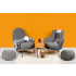 Fotel LOBBY TEDDY szary - stal nierdzewna, czarny opal