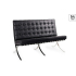 MODESTO sofa dwuosobowa BARCELON czarna - ekoskóra, stal polerowana