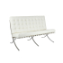 Sofa dwuosobowa BARCELON PRESTIGE PLUS  biała - włoska skóra naturalna, stal