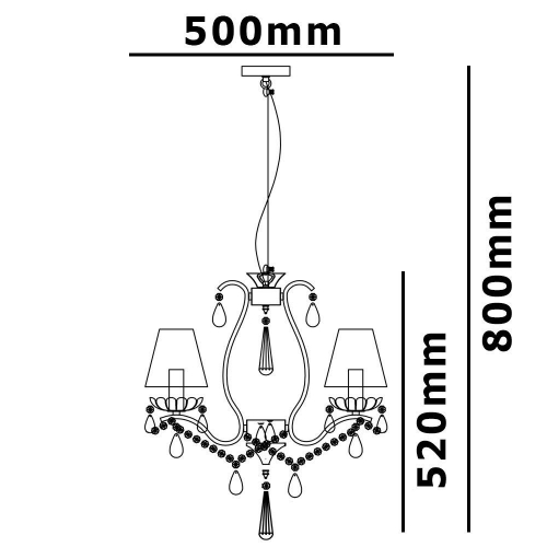 Żyrandol kryształowy 5 ramienny 50cm - A004