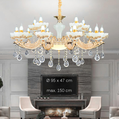 Żyrandol kryształowy 15 ramienny 95cm - A018