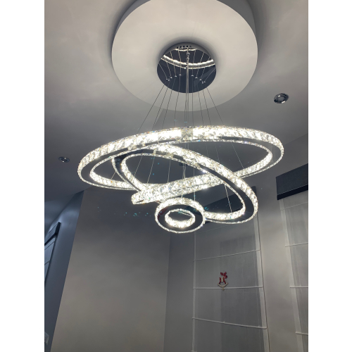 Żyrandol kryształowy ring z pilotem 100x80x60 K220