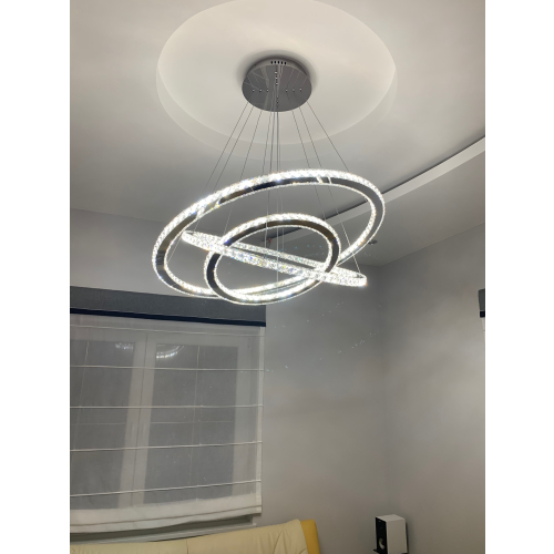 Nowoczesny żyrandol kryształowy ring K220 z pilotem