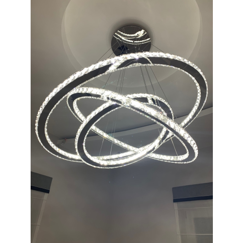 Żyrandol kryształowy ring z pilotem 100x80x60 K220