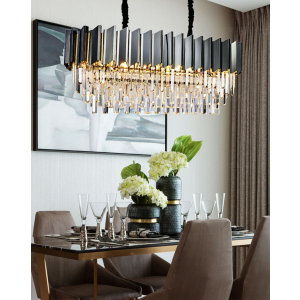 nowoczesna czarna lampa wisząca z kryształami – zdjęcie aranżacyjne