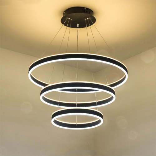nowoczesna lampa czarna ring led